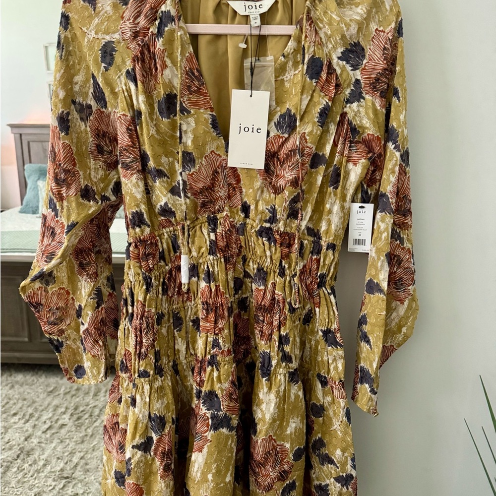 Joie Long Sleeve Dress - Olive, Rust, Black Floral